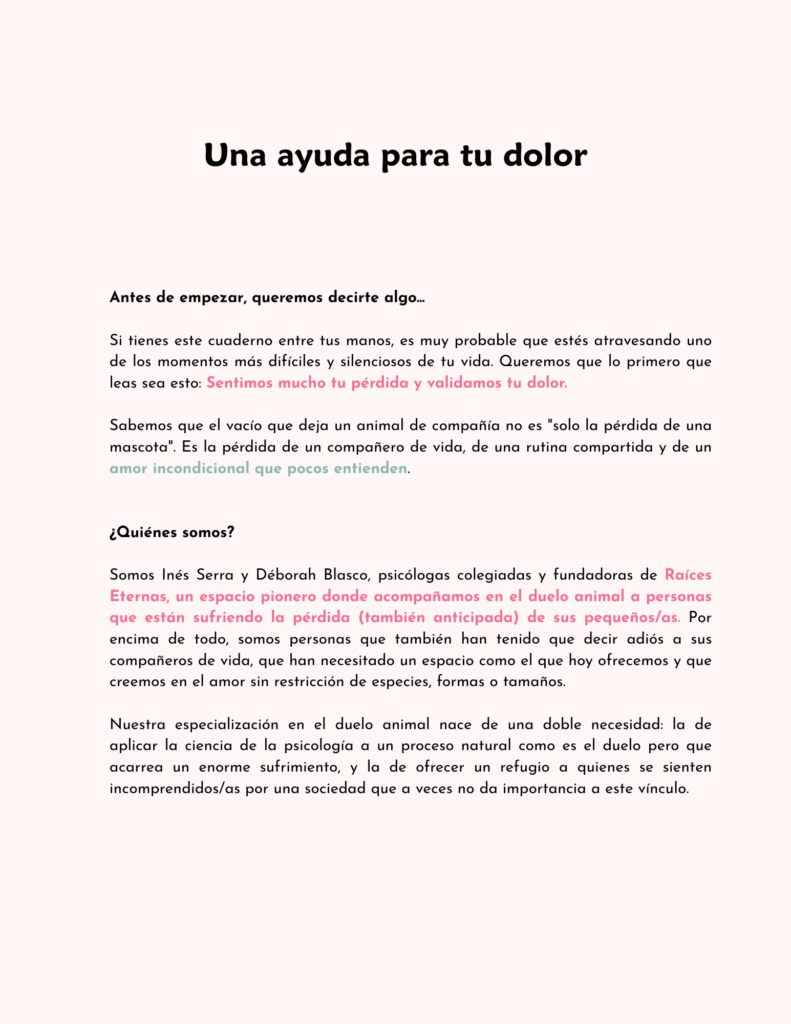 Cuaderno DIGITAL de acompañamiento en el duelo animal